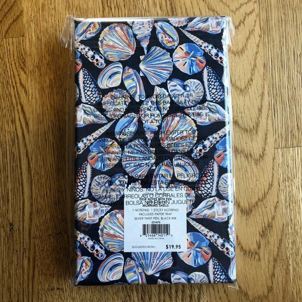 Vera Bradley Desk Notes with Pen Morning Shells NWT